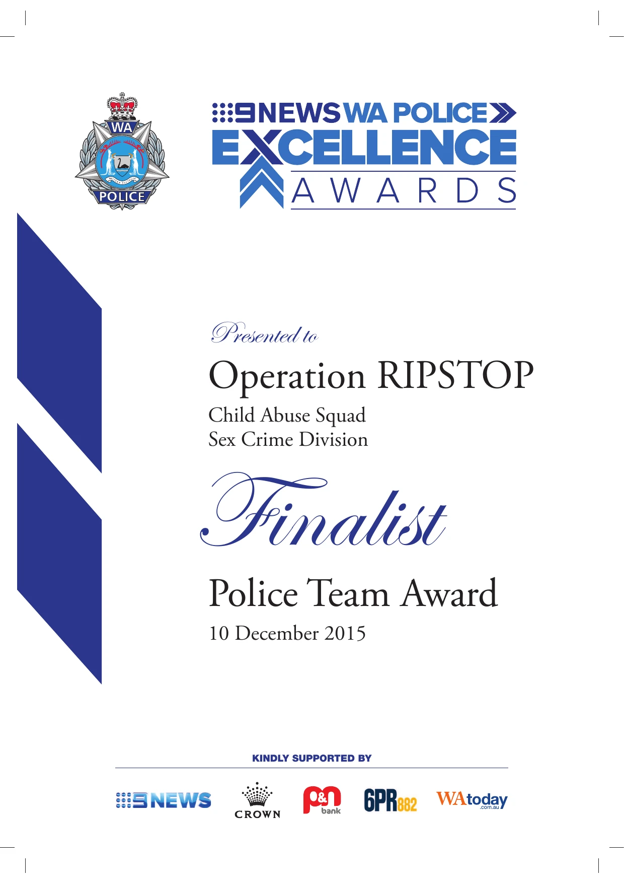 Finalist Police Team Award 2015